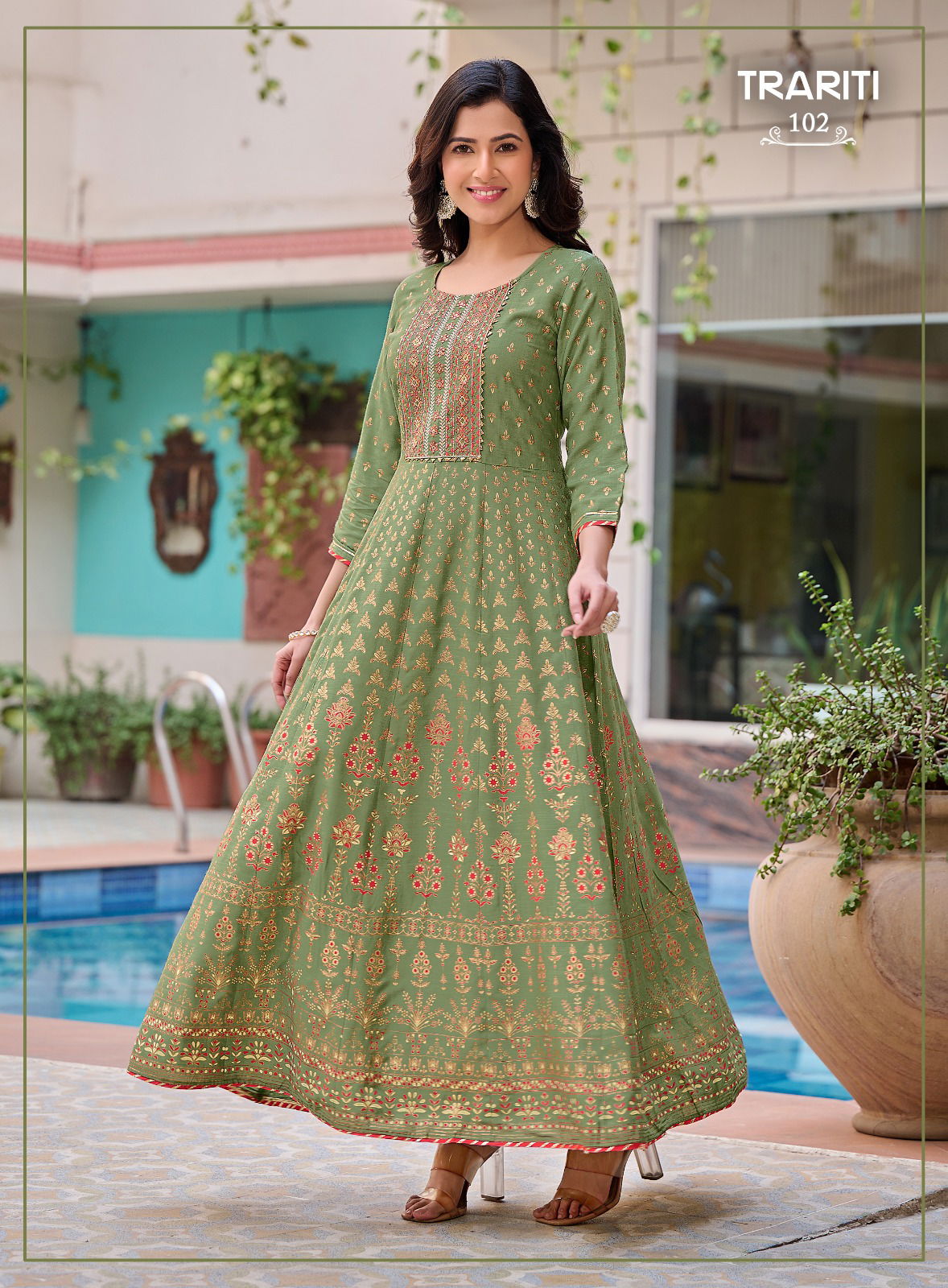 Trariti 101 Rayon Printed Long Anarkali Kurtis Wholesale Price In Surat
